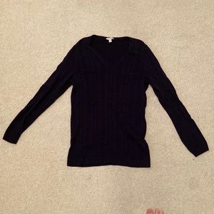 Fitted navy ribbed knit sweater Sp